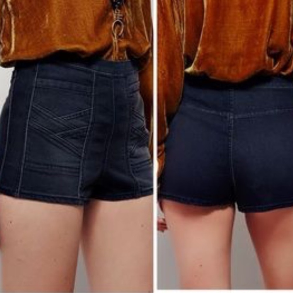 Free People Black High-Rise Denim Jean Shorts